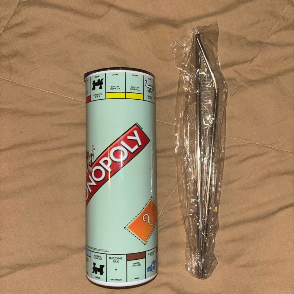 Monopoly Themed Tumbler with Straw